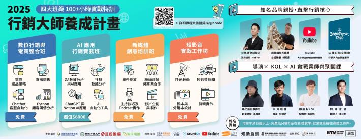 今年第五屆《行銷大師養成計畫》課程精彩豐富，師資陣容堅強。