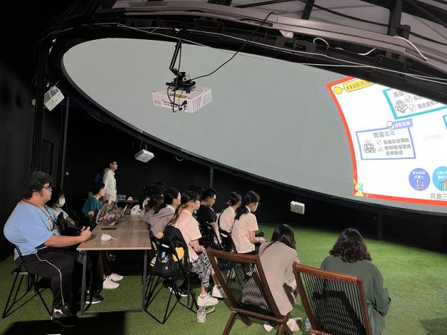 宇建利用球形螢幕作簡介